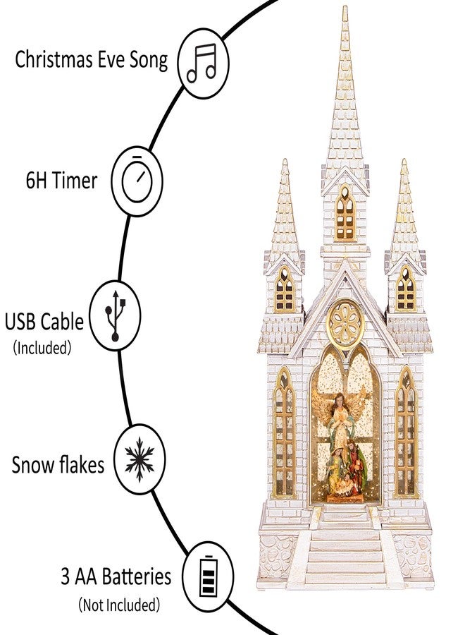 كرة ثلجية مضيئة للكنيسة، فانوس ثلجي لعيد الميلاد، كرة ثلجية لامعة على شكل ملاك وعائلة مقدسة ليلة عيد الميلاد مع موسيقى، زينة مسيحية داخلية، وضعان للطاقة لكرات الثلج للكنيسة - Image 4